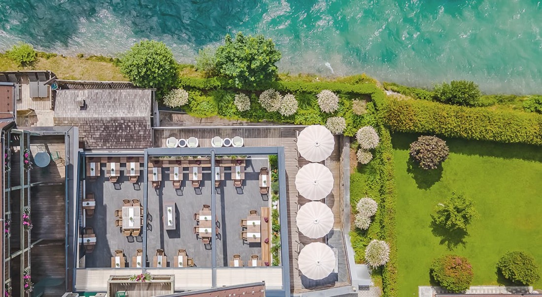 Die beliebte Sonnenterrasse vom Hotel Kaprunerhof in Kaprun